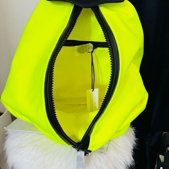 Rebecca Minkoff Julian Jumbo Zipped Nylon Backpack, Designer Neon Yellow, NWT - Picture 6 of 13